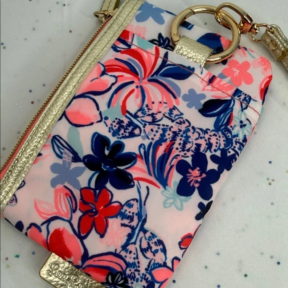 Floral Pink and Gold Women's Wristlet